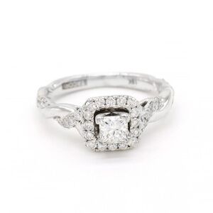 TACORI 18K Gold Princess Cut Diamond Engagement Ring 0.83ct Halo Rtl $3400